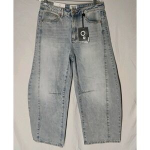 NWT Insane Gene Women's Juniors 9 32x26 Wide Barrel Leg Light Wash Jeans